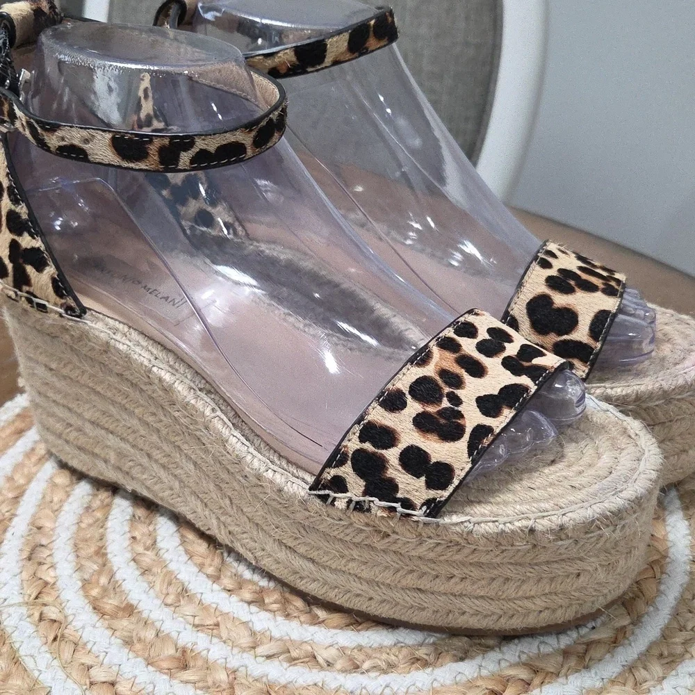 Antonio Melani Leopard Print “Beatriu” Platform Leather Espadrille - Size 8.5
